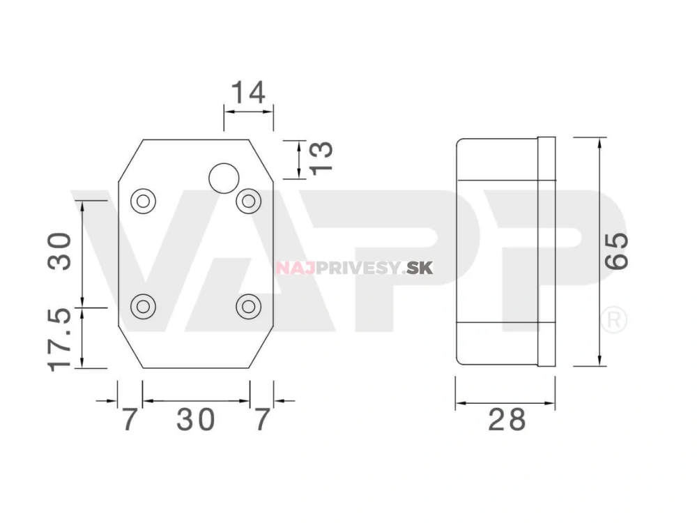 Svítilna přední obrysová Aspöck Flexipoint I, s odrazkou