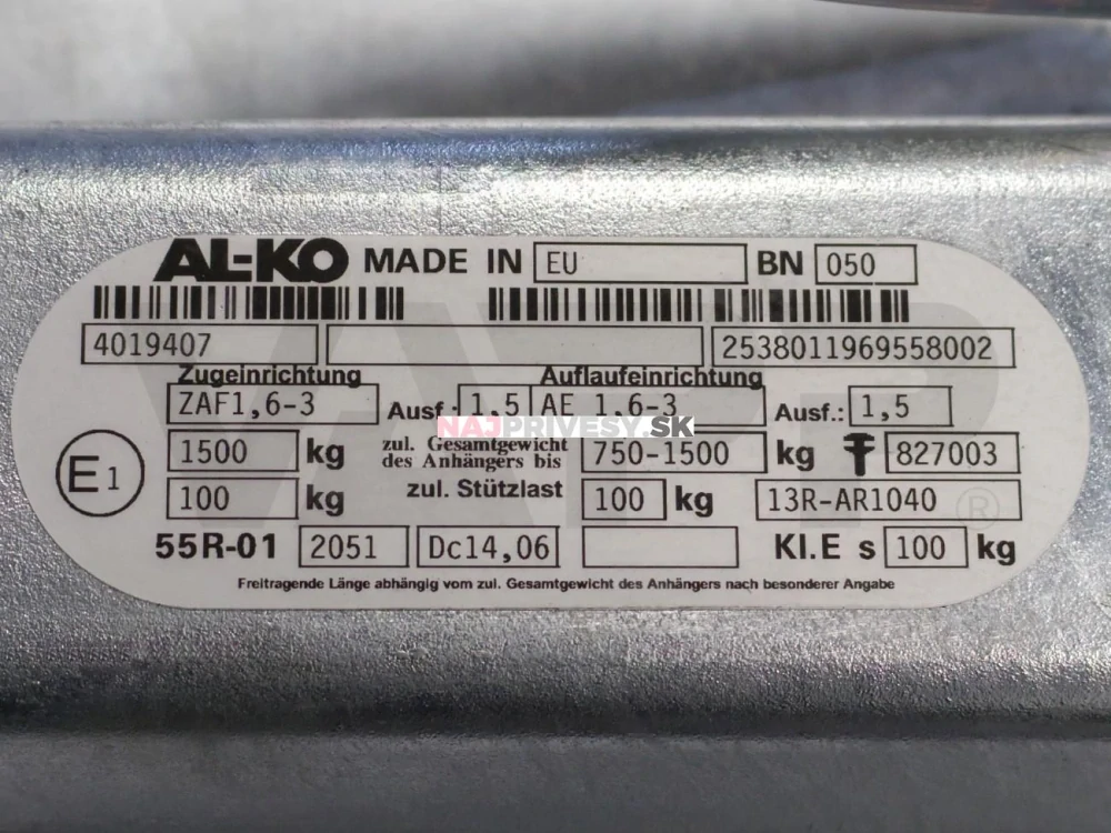 Nájazdová brzda BPW ZAF 1,6-3 A.1,5 s EM150R-B