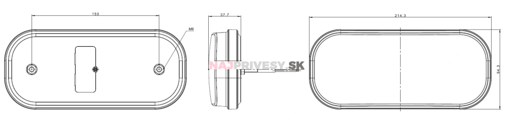 Svietidlo Fristom FT-230 združené LED 12-36V, Pravé, -BL/BR/KO/CS/RZ, dynamická smerovka, baj5
