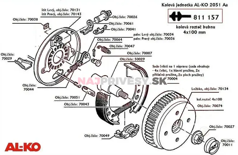 Čeľuste brzdové AL-KO 2051 velká sada 45 na 2 kolesá