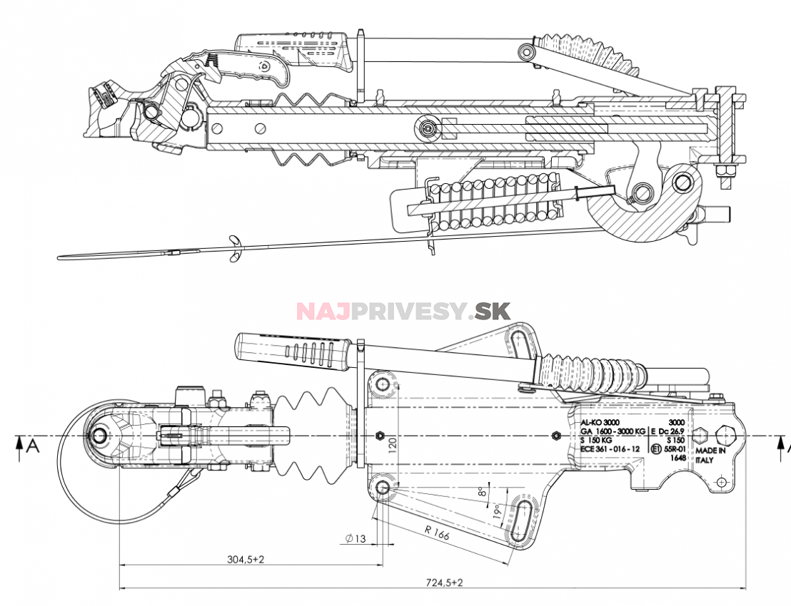 Nájazdová brzda AL-KO Profi V 3000 k 1637 a 2051