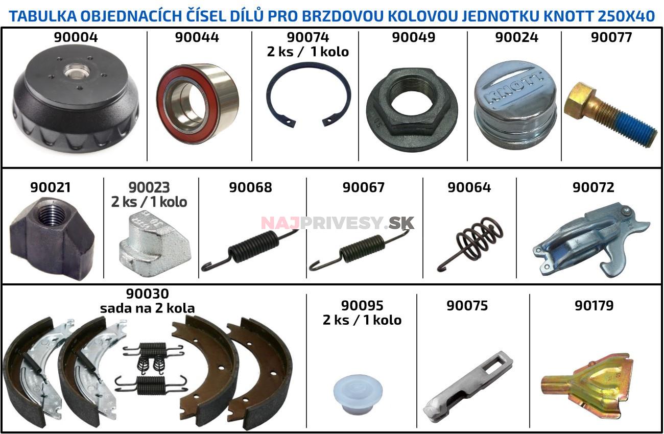 Bubon brzdový KNOTT 250x40 (112x5) vrátane ložiska