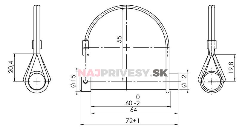 Čap pántu BSCH 30-2 (BSCH 30-5) s pružinovou poistkou