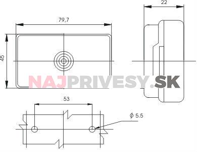 Svietidlo bočné obrysové LED GMAK G17, s odrazkou, na držiaku, QS150