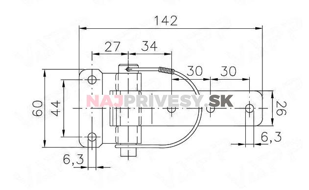 Pánt bočníc KNOTT s pružinovou poistkou
