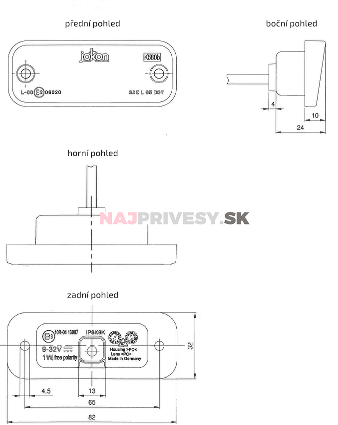 Jokon Osvetlenie ŠPZ (registračné značky) Jokon K580b LED