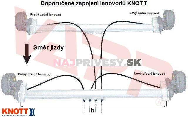 Lanovod brzdový KNOTT nerez 1130/1320 mm, rýchlomont. (so šošovkou)