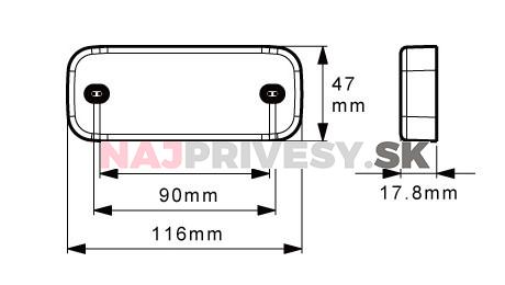 Svietidlo predné obrysové LED Lucidity BONE 26279, 12-24V, s odrazkou, QS150