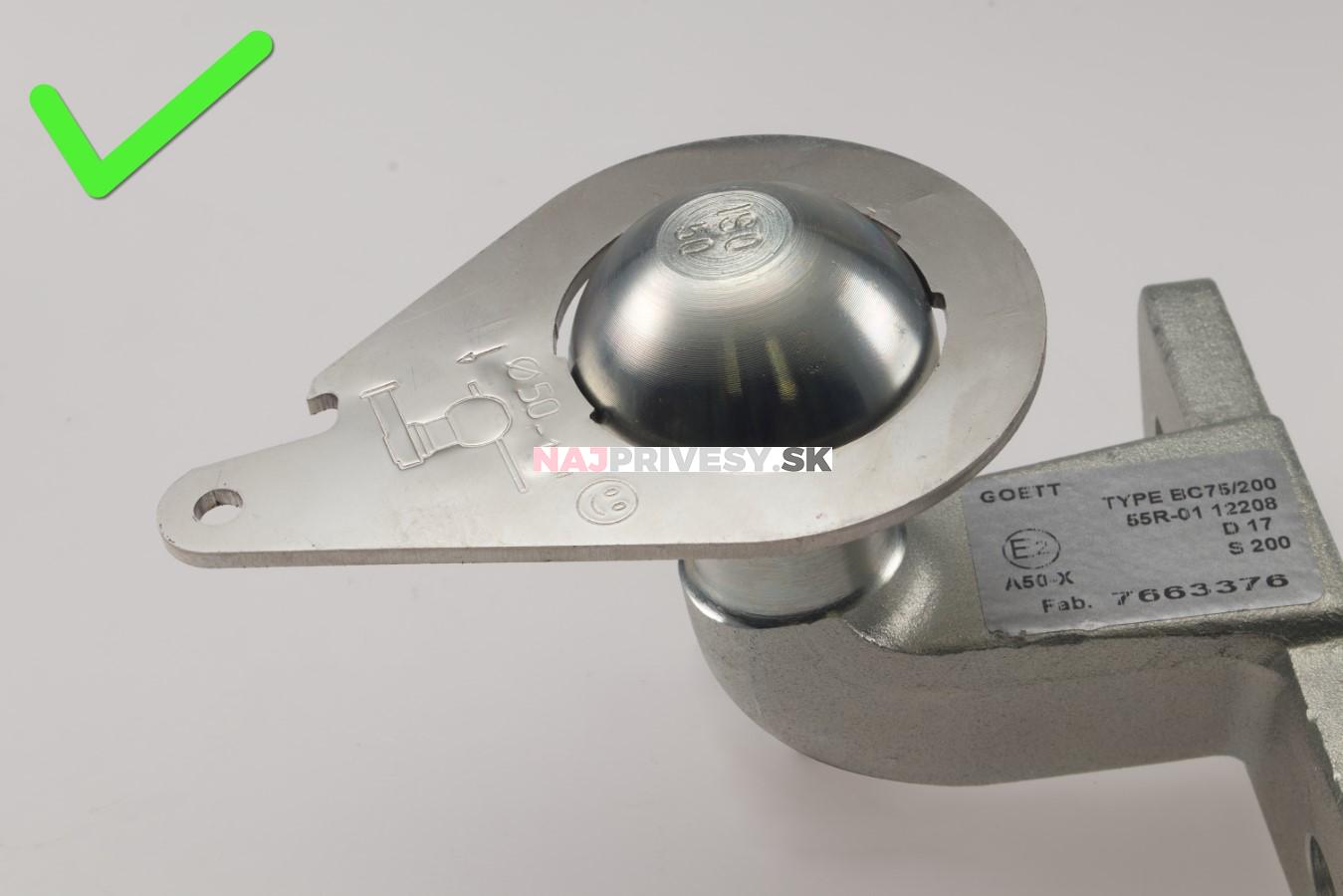 Mierka opotrebenia ťažnej gule 50 mm