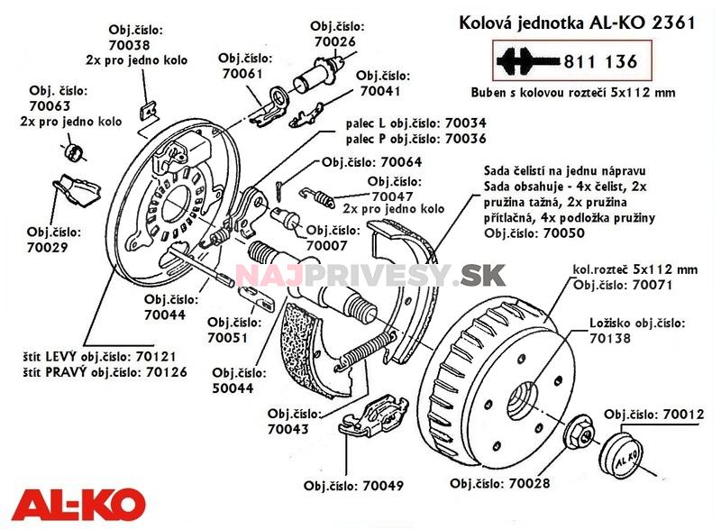 Ložisko do bubna AL-KO 2361 EURO PLUS v sete, originál