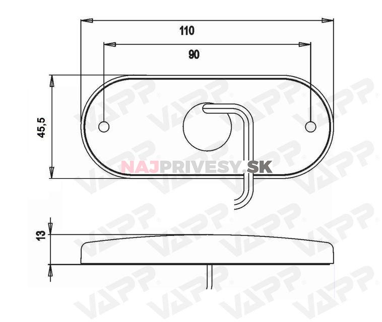 Svietidlo bočné obrysové LED Jokon SMLR 2002, 12-24V, s odrazkou, na držiaku, QS150