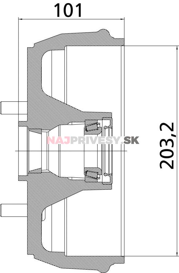 Bubon brzdový KNOTT Avonride pre čeľuste 203,2x40, vr. kužeľ. ložísk