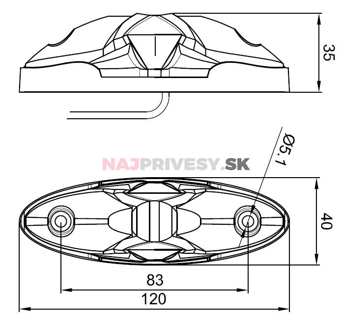 Svietidlo doplnkové obrysové LED Fristom FT-038 (12-36V)