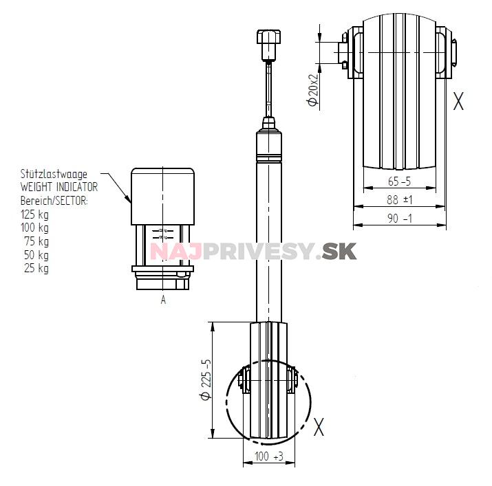 Koliesko oporné Knott oporné kolečko s ukazovateľom zaťaženia, 48mm