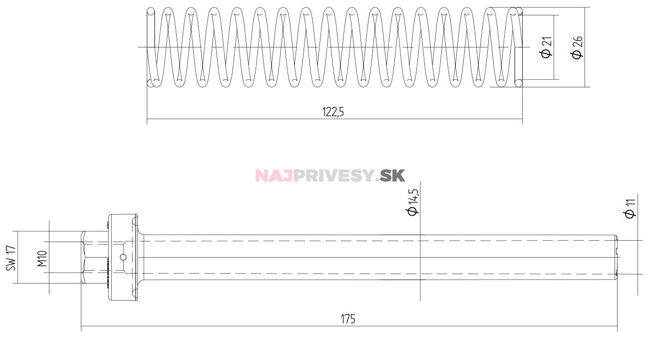 Vodiaca vložka brzdového tiahla M10 KNOTT s pružinou