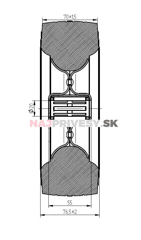 Koliesko samostatné Knott 230x70 k op. kolesu TK60-230/70