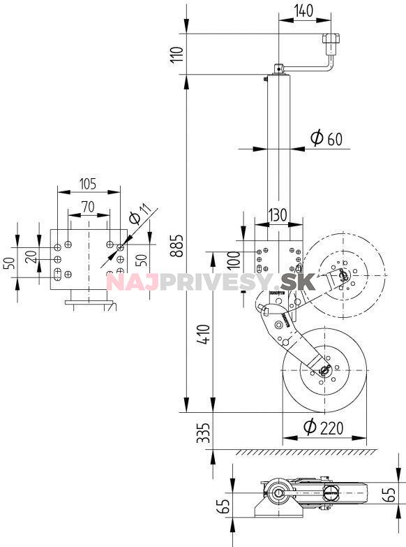 Koliesko oporné automat. ATK 60-225/65