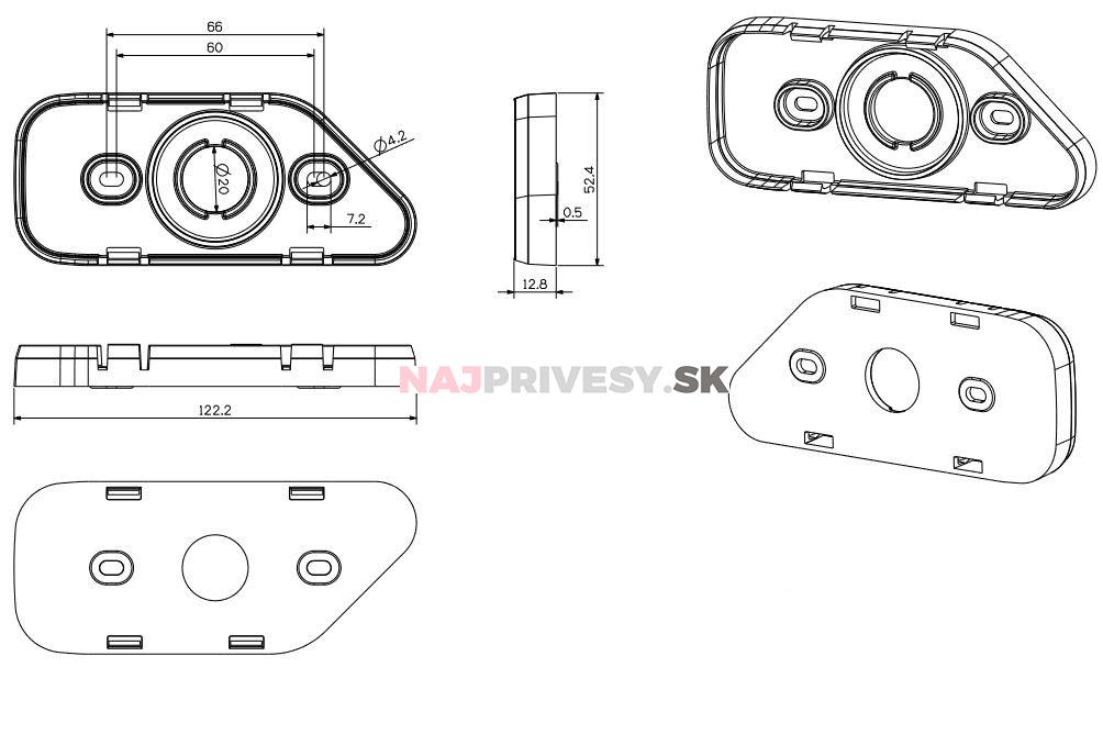 Držiak obrysového LED svietidla Agados 26290 surface mount, ľavý