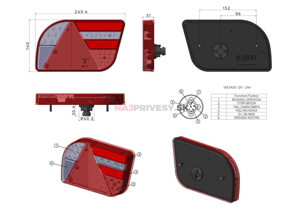Svietidlo VAPP GloTrac združené LED 12-24V, P-BL/BR/KO/CO/ML, baj6
