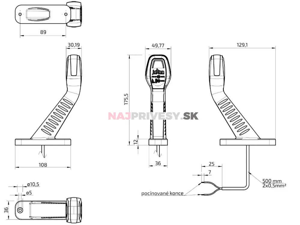Svietidlo doplnkové obrysové LED Jokon SPL 2025 (9-32 V), 176 mm, kábel QS150