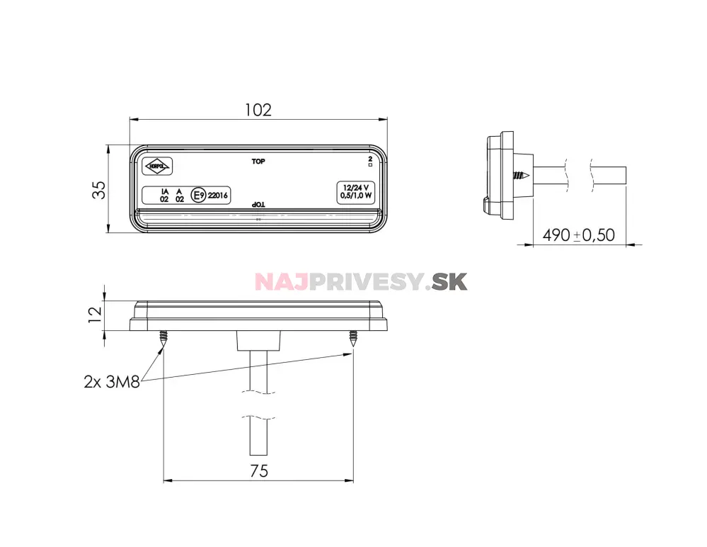 Svietidlo bočné obrysové LED Horpol LD 2435 slim