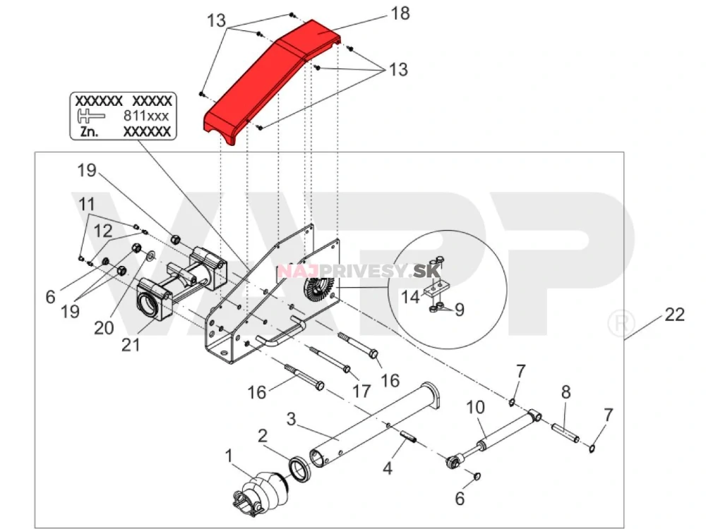 Kryt plastový na nájazdovú brzdu AL-KO 161/251 VB-2 (ETI 811640)