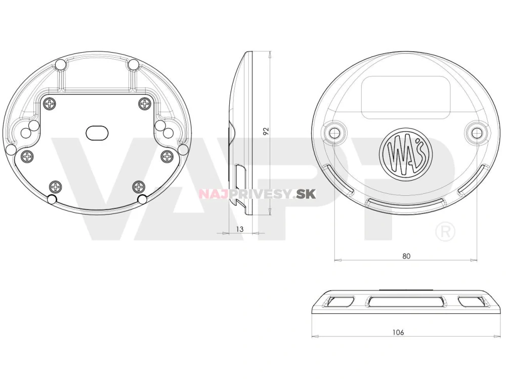 Výstražné svetlo pre hydraulické nakladacie čelo WAS W151