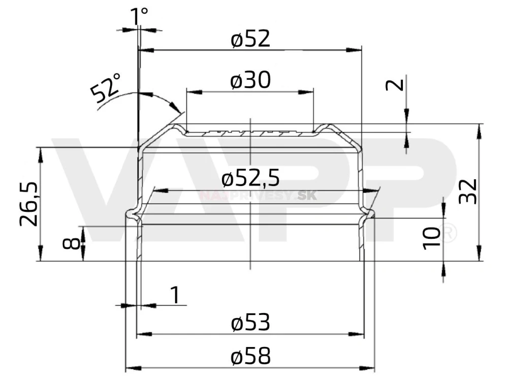 Krytka náboja BPW 53 mm S2504-7 (ETI 827039)
