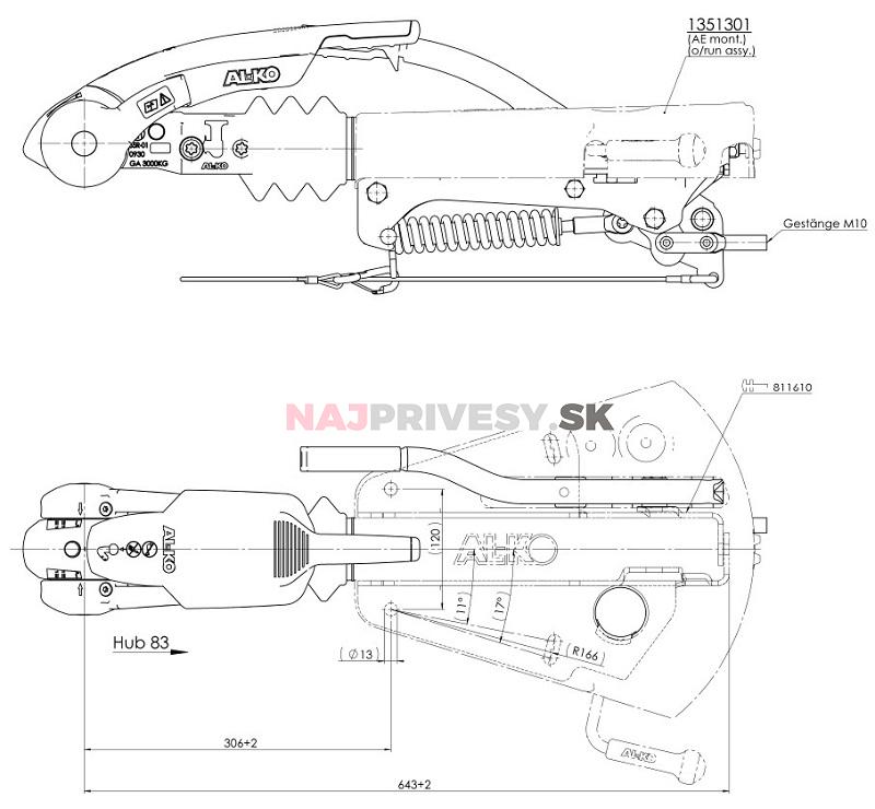 Nájazdová brzda AL-KO 150V + AKS3004 + kryt