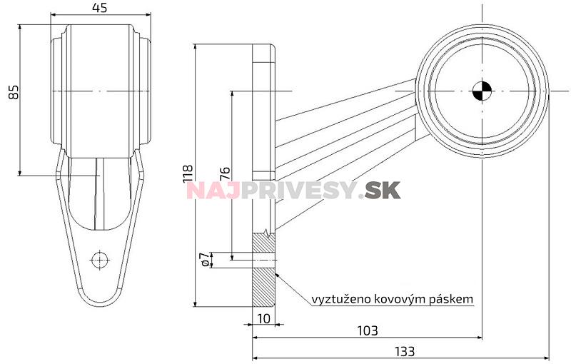 Svietidlo doplnkové obrysové LED Fristom FT-009 C, 12-36V, ľavé/pravé 133 mm, QS150