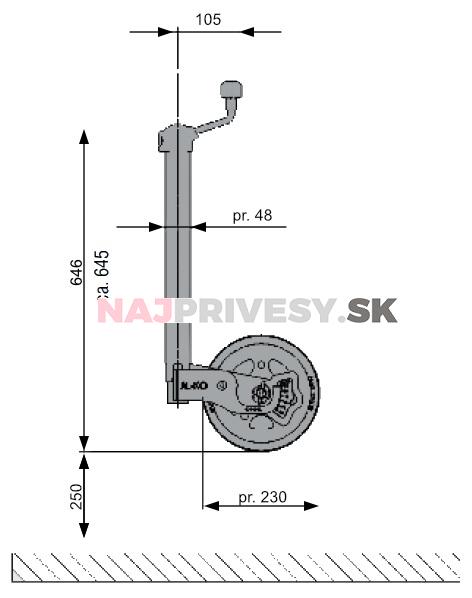 Koliesko oporné AL-KO Premium 230x80 300/180 kg s ukazovateľom zaťaženia