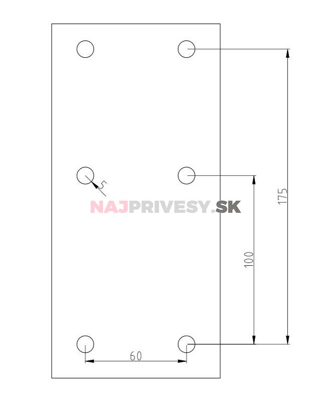 Držiak rezervy pre kolesá s rozstupom 100x4, montáž na čelo prívesu