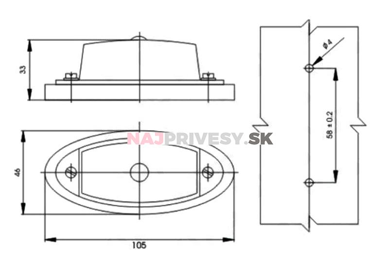 Svietidlo doplnkové obrysové GMAK G02