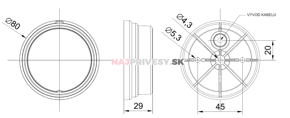 Svietidlo predné obrysové LED Fristom FT-060, 12-36V