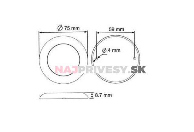 Vnútorné osvetlenie Lucidity 22765 pr. 75 mm, 12-24V, 120/84 lm, 6 LED, dotyk. spínač, IP67