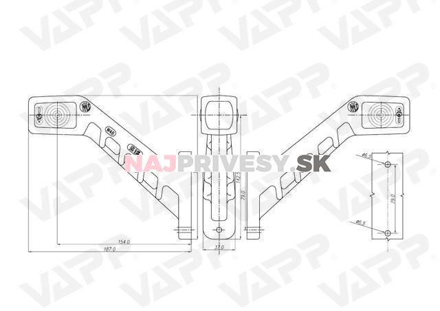 Svietidlo doplnkové obrysové LED WAS 239P, 12-24V, pravé, 187 mm