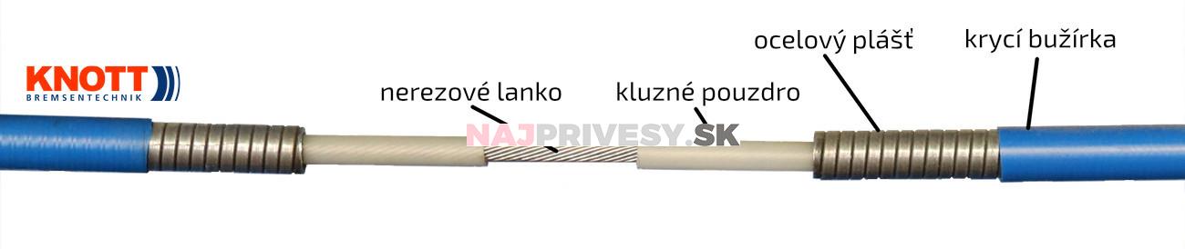 Lanovod brzdový KNOTT nerez 930/1120 mm, rýchlomont. (so šošovkou)