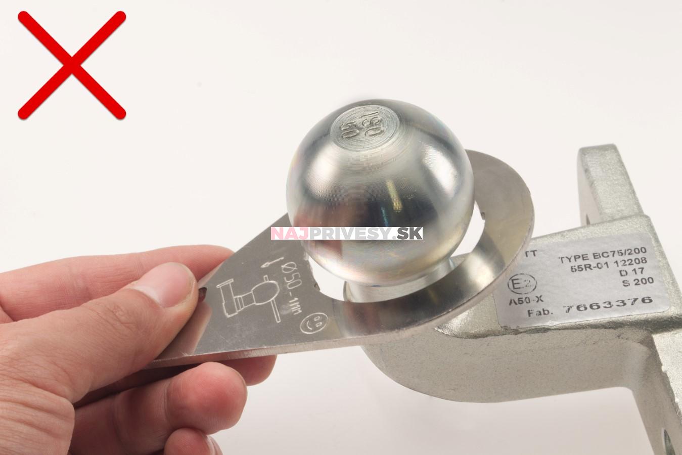 Mierka opotrebenia ťažnej gule 50 mm