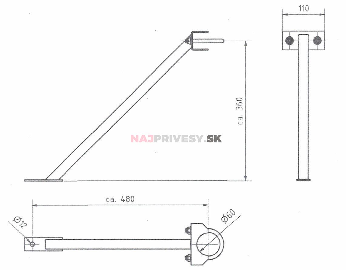 Vzpera oporného kolieska pre náj. brzdy AL-KO