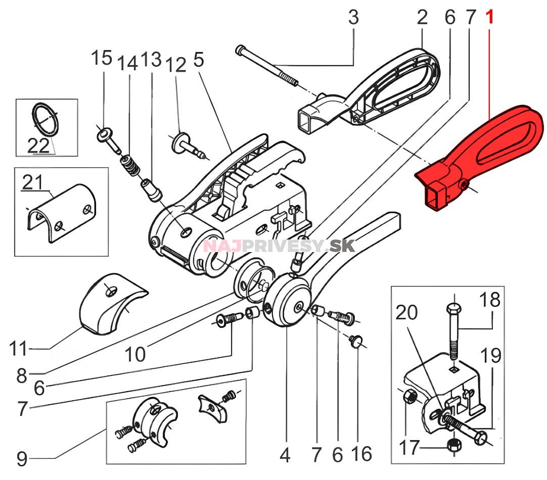 Madlo náhradné k stabilizátoru AKS 2004 a AKS 3004 - staré prevedenie, ľavé