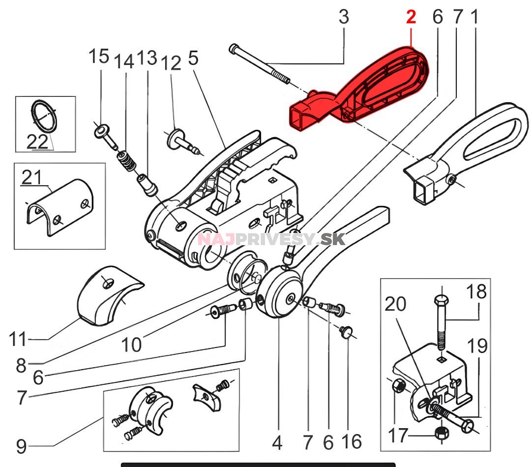 Madlo náhradné k stabilizátoru AKS 2004 a AKS 3004 - staré prevedenie, pravé