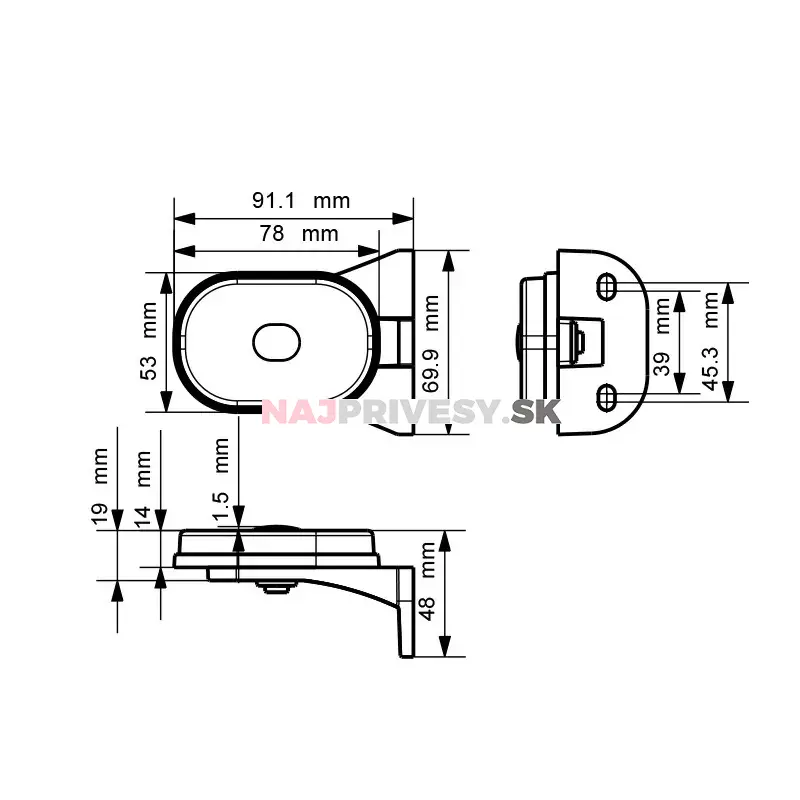 Svietidlo predné obrysové LED Lucidity 26287C, 12V, na držiaku, QS75