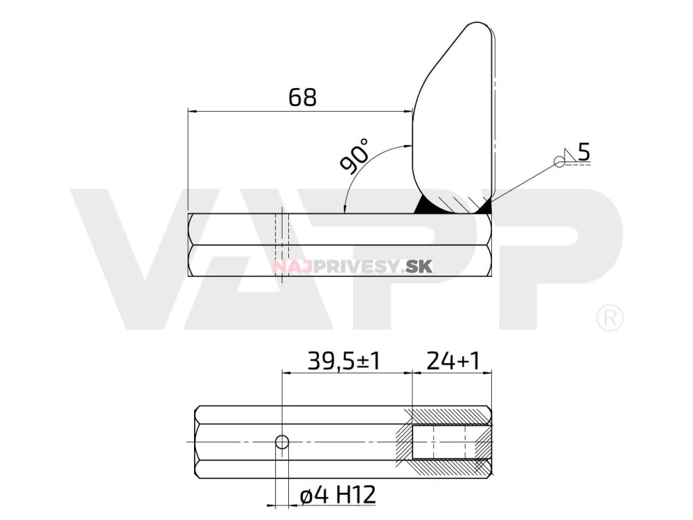 Západka šesťhranná k automat. koliesku AL-KO 60 230x80