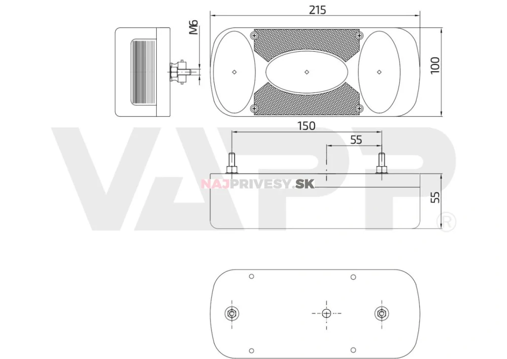 Svietidlo Aspöck Midipoint II združené, L/P-BL/BR/KO/CO/RZ (bez žiaroviek), priechodka