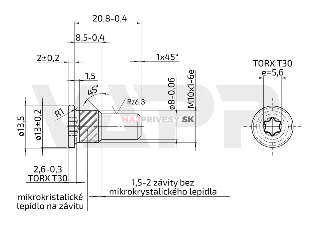 Skrutka páky stabilizátora AKS 3004/3504 (ETI 811607)