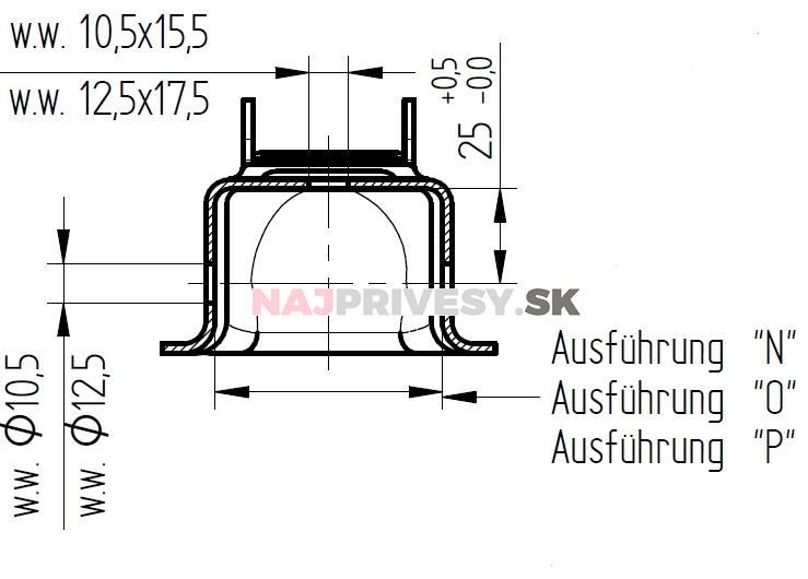 Ťažná spojka Knott K 7,5 N, 50x50 mm, 750 kg