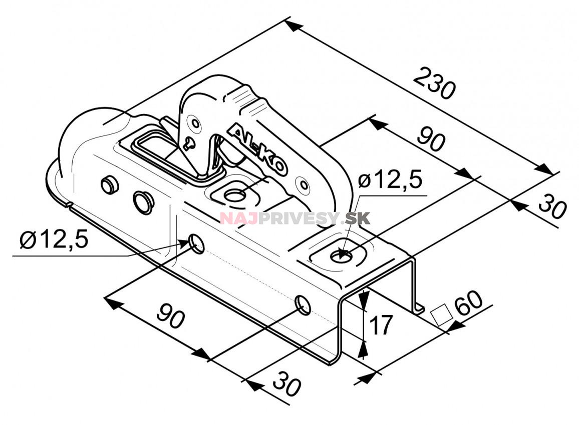 Ťažná spojka AL-KO AK 7 - 60 Ausf. E 60x60 mm, 750 kg