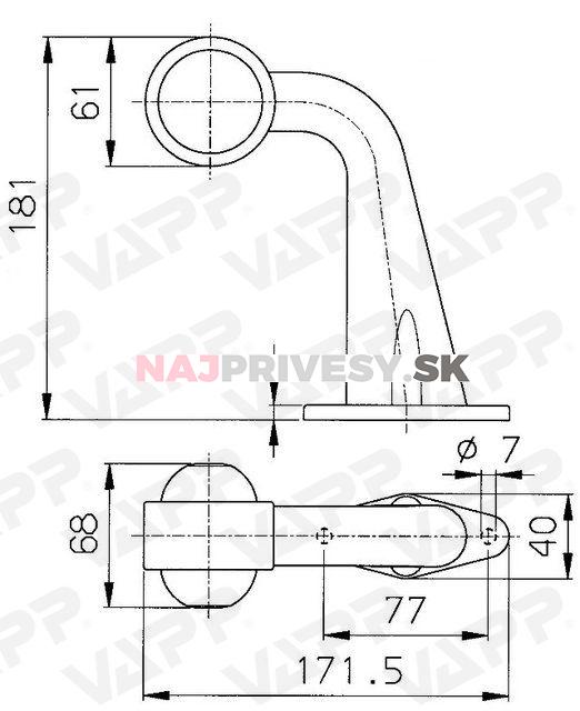 Svetlo doplnkové obrysové Jokon SPL 11 zahnutá 181 mm 