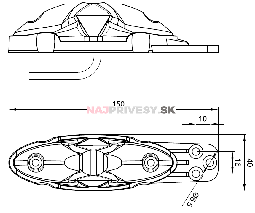 Svietidlo doplnkové obrysové LED Fristom FT-038 I(12-36V) na držiaku