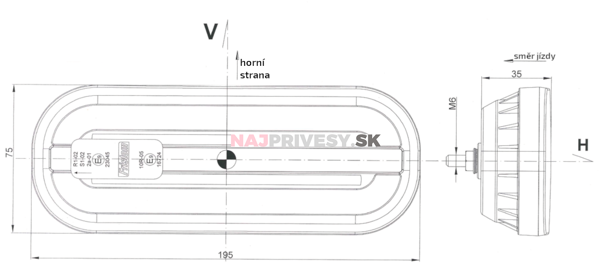 Svietidlo Fristom FT-320 združené LED 12-36V, L/P-BL/BR/KO, dynamický blinker, baj5, SS kon.